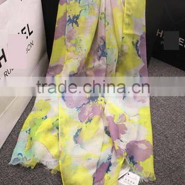 Bohemia Style Colorful Ink Painting Flower Print Women Fashions Scarf