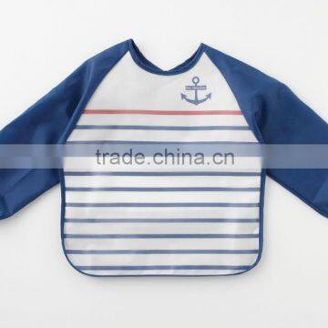 Japanese wholesale high quality baby products useful long sleeve cute apron kids bib waterproof for meal with pocket EVA film