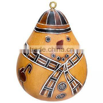 SNOWMAN DESIGN PERUVIAN GOURD CRAFT