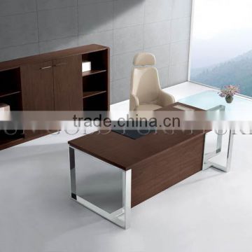 Modern office desk with glass top,office table with steel foot design,office executive desk (SZ-OD010)