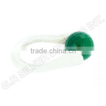 green onyx stone ring jewelry,solid 925 sterling silver modern gemstone ring designs