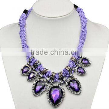 Popular Style Purple Zircon Choker Statement Necklace