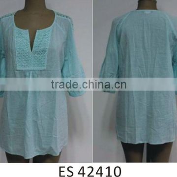 Ladies new design cotton cutwork blouse