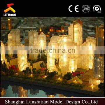 scale model modern house building with nice LED lighting effect