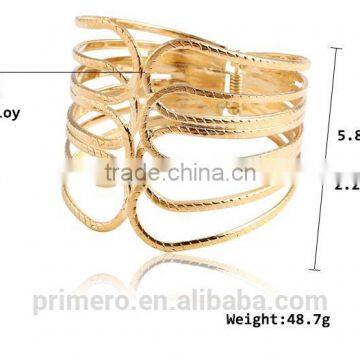 Punk Fashion Gold Plated Wide Bangle Geometry Hollow Cuff Bracelets Adjustable photo-3