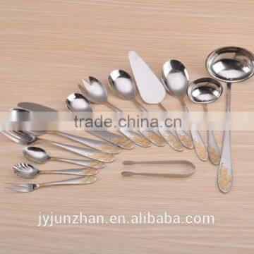 84pcs gold plated cutlery of stainless steel 430 material and made in Jieyang factory directly
