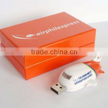 plane shape usb flash drive with color box