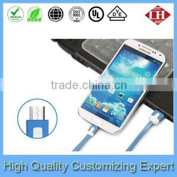 Hot sale colorful flat noodle micro usb data cable for mobile phone
