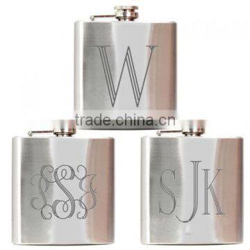 Monogrammed Engraved Silver Drink Flask