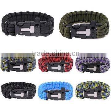 outdoor hiking 7 strands paracord bracelet flint