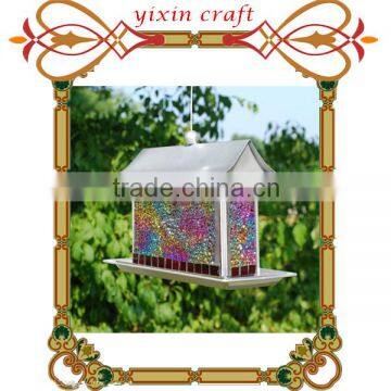 Mosaic Glass Metal Hanging Bird Feeder / Pet Bird Automatic Water Feeders for Birds