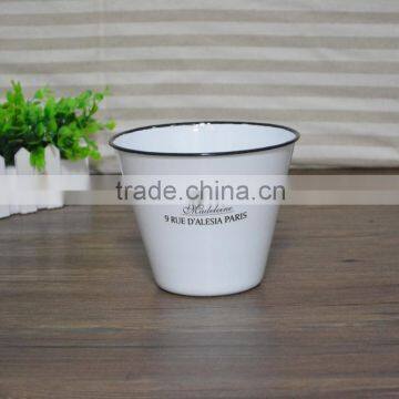 High quality dia16cm enamel flower pot,big tumbler