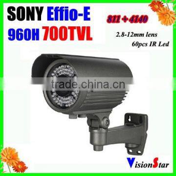 Video cam 700TVL Sony Effio-E 4140GG Manual Zoom Lens 2.8-12mm 60Pcs IR Leds IR 50M Weatherproof Outdoor Security Bullet Camera