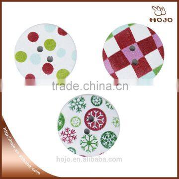 Sewing 2 Holes colorful Round Pattern white back Wood Buttons 2.5cm