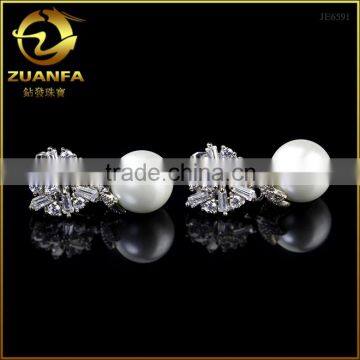 Alibaba wholesale clear cz setting fashion big pearl earrings