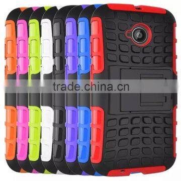 2016 Factory price PC+TPU kickstand case for MOTO E