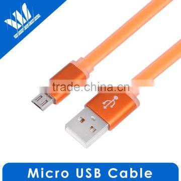 Colorful Soft TPE transparent Flat Micro USB cable for mobilephone/tablet PC