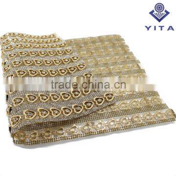 Glue Back Crystal Hot Fix Rhinestone Mesh Sheet Trimming for Shoe and Cloth