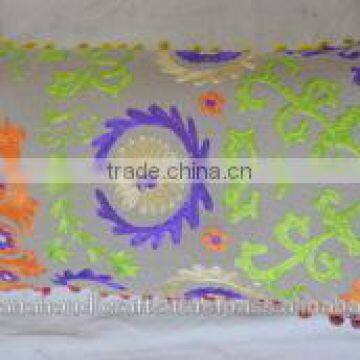 Embroidered Round Suzani Bolster cover Manufacture in India