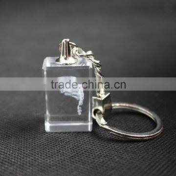 Good Sell High Quality Square Crystal Keychain With 3D Laser Engrave