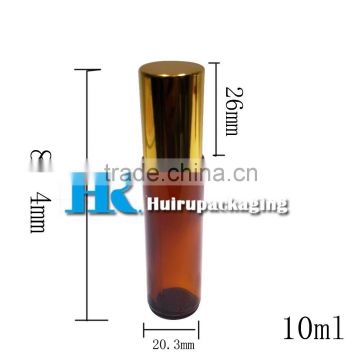 10ml Amber Glass bottle Roll On Bottle Wholesale stock gold aluminum cap