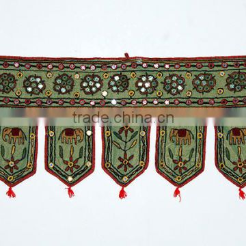 VINTAGE DOOR VALANCES INDIAN TORAN WALL HANGING HAND EMBROIDERED HOME DECOR