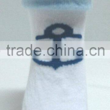 White Sailboat Baby socks with rubber soles