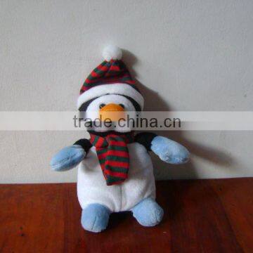 30cm Animated Christmas Plush Penguin toy with hat&scarf