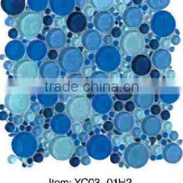 round shape blue glass mosaic tile