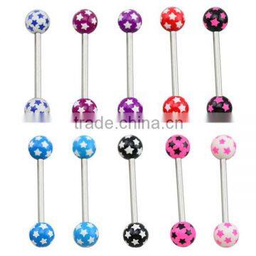 TR01050 resin tongue barbell , tongue body piercing , plastic tongue ring balls