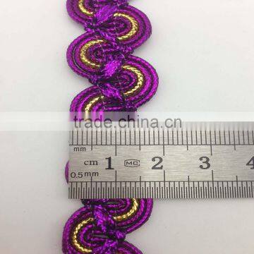 Custom Five Layers Braid Colorful Gold Lurex Wave Lace Trimmings photo-2