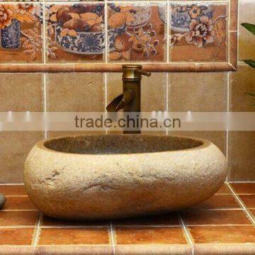 Cheap Wholesale Natural Cobble Stone Wash Basin