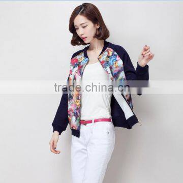 Spring clothing fashion leisure sports joker fashionable ladies knitting coat printing knitting zipper jacket