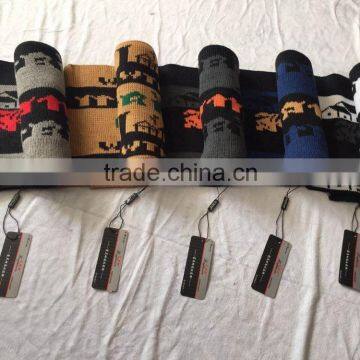 Stock Item Hot Selling Unisex Knit Jacquard Bulk Scarf Withou Fringes