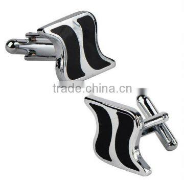 Wholesale Cufflinks Black/ Silver Waviness Cufflinks Custom Logo Cufflinks