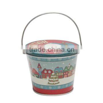 Food Grade customize Christmas popcorn tin bucket with lid