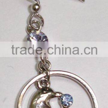 Fashion earring with ring and dolphin inside