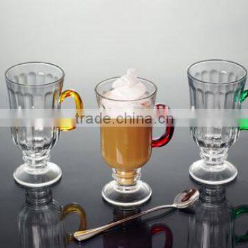 new design 3pcs glass latte cup with handle painted drinking glass cup with handle