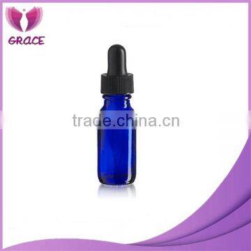 1/3oz cobalt blue boston glass bottles with black dropper cap