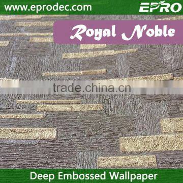 simple waterproof european style vinyl deep embossed wallpaper