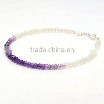 The Gopali Jeweller Amethyst and Rainbow Moonstone Beaded Bracelet Rainbow Moonstone Jewelry photo-2