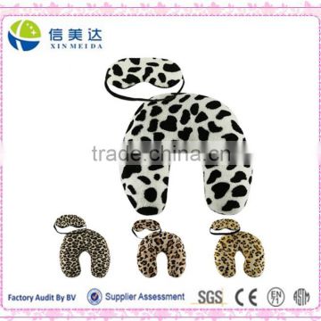 Plush Neck Pillow & Eye Mask Set - Fun Big Cat Prints Pillow Print: Snow Leopard