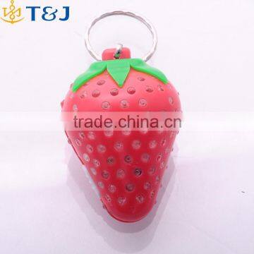 >>>2016 Korean Style Lovely Cheap Wholesale LED Light Strawberry Unisex Gift Fshion Fruit Key Electric Ring Key Holder/ photo-4