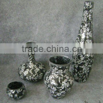 home deco crackle mosaic glass vase, 4pcs set