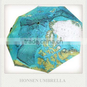 Windproof 3 Fold Map Umbrella