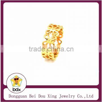 Lace hollow flower design with 18K yellow gold plated bangle style stainless steel 316 fashion Ring