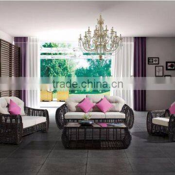 Newest Wicker Rattan Bamboo Outdoor Garden Sofa Furniture (1.2mm Alu Frame Powder Coated,5cm Thick Cushion, Waterproof Fabric) photo-3