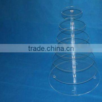 Round Clear 5 Tier Acrylic Wedding Cake Stand for Sale photo-3