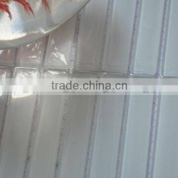 Pure white strip glass mosaic tile, popular design for sale on market