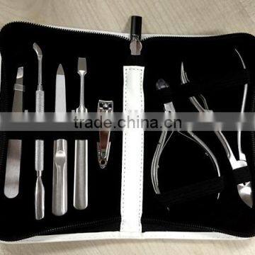 White Leather Case Manicure Pedicure Set